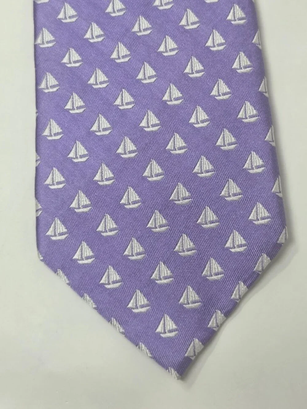 Jos A Bank 60 In Silk Necktie Purple White Sailboat Nautical Pattern Tie